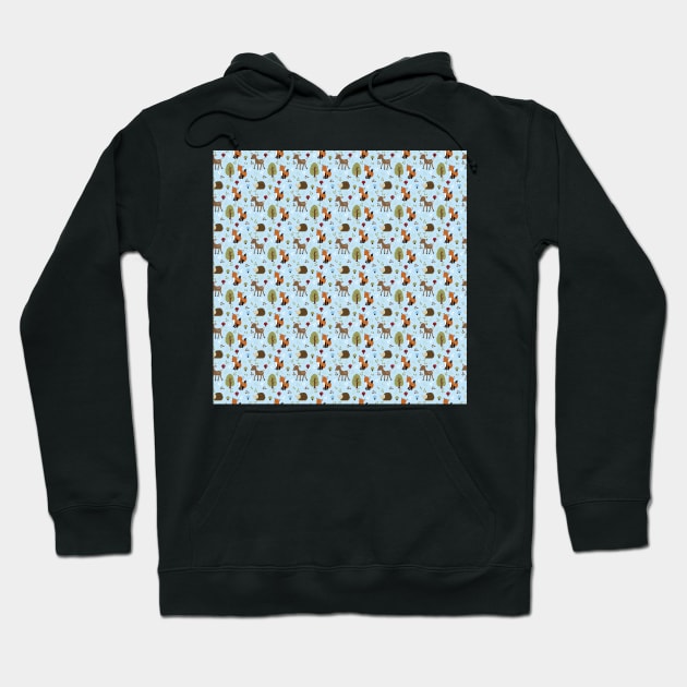 Woodland Forest Animals in Blue Hoodie by JessDesigns